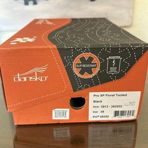 Dansko Pro XP Floral Tooled Black Clogs size 39